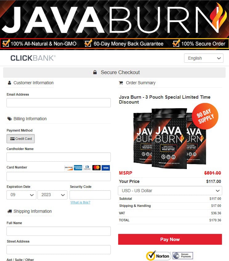 Java Burn order page